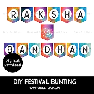Raksha Bandhan Bunting - DIY  Rakhi Printable - Kids Activity Printable - Indian celebrations -Punjabi - Bollywood -Digital Download - Desi