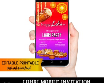 Lohri Invite - Lohri Einladung - Lohri Handy Invite - Erstes Lohri - Lohri Party Einladung- Lohri Edit Yourself, DIY - Punjabi
