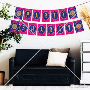 Bollywood Party Banner Pink - Indian Party - Desi Colourful Bunting - Bollywood Theme Props - Punjabi Party Printable - DIGITAL DOWNLOAD