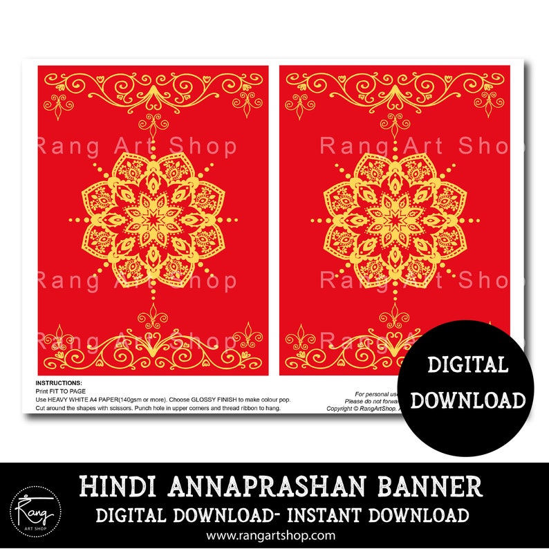 Hindi Annaprashan Banner / Bunting-Indian/Desi Feiern Printable Baby 6 Monate erste Reis Essen Zeremonie-Digital Download Bild 3