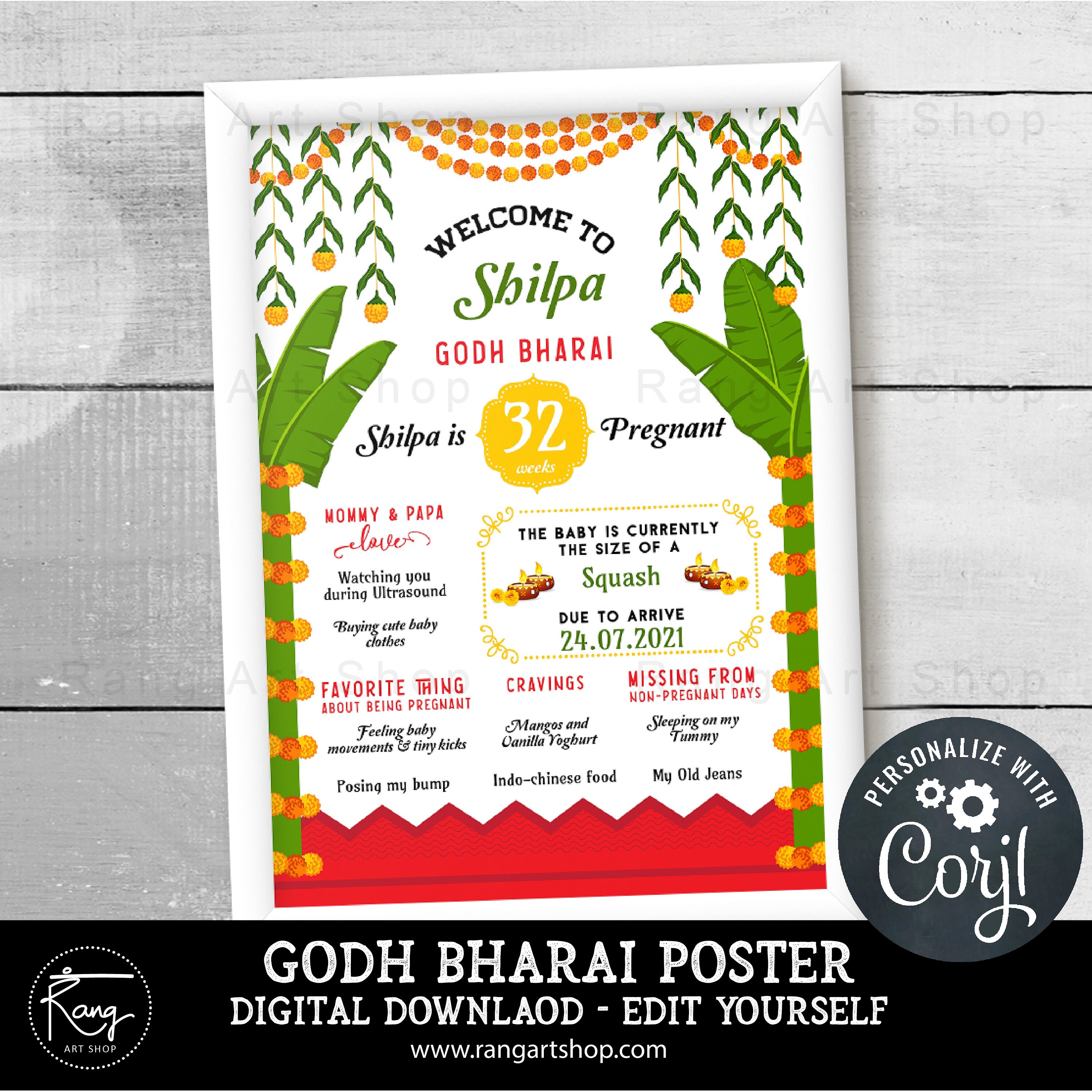 Godh Bharai Sign - Baby Shower Board - Indian Baby Shower -  Indian Baby shower Welcome Sign - Bollywood Pregnancy - Godhbharai Props