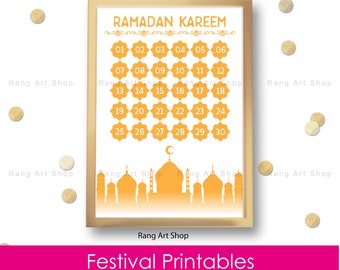 Ramadan Calendar Countdown - Ramadan Party- Muslim Islamic Festival Decor - Ramadan Calendar Printable - Ramadan Mubarak Digital Download
