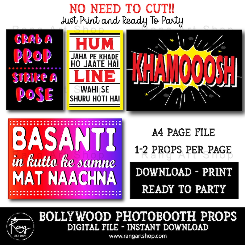 Bollywood Film Dialogue Photo Booth Props -20 Props- Indian ...