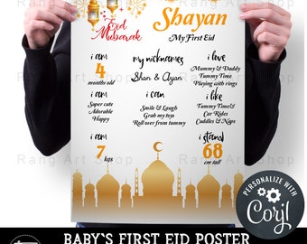 Custom My First Eid - Baby's First Eid Poster - Baby's first Eid Mubarak Board - First Eid party Digital Download Edit Yourself