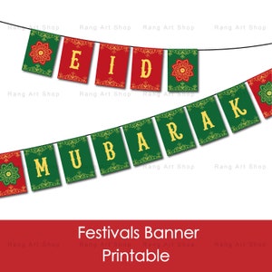 Eid Mubarak banner - Eid Party Decoration - Muslim Islamic Ramadan & Eid Party Printable - Ramadan Mubarak banner Digital Download