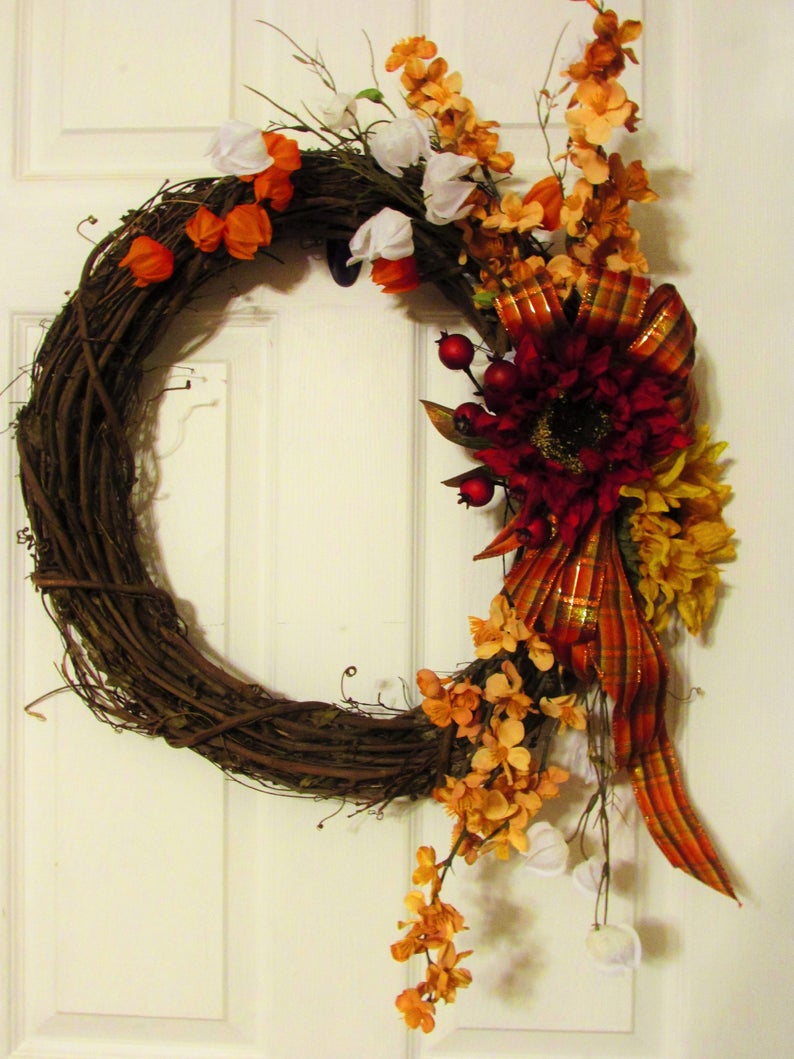 Clearance Thanksgiving Wreath Fall Wreath Fall Decor Etsy
