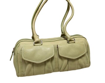 FOSSIL Lime Green Leather Vintage Y2K Small Barrel Satchel