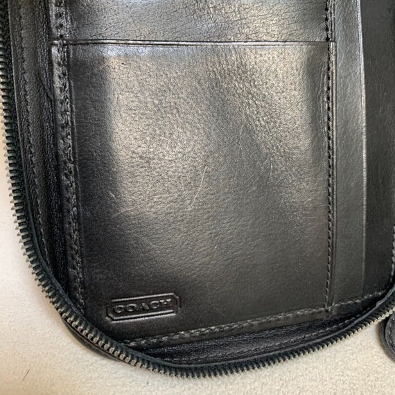 COACH Large Black Leather Vintage Y2K Unisex Zip … - image 9