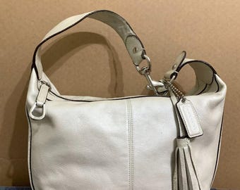 COACH White Pearlized Pebbled Leather AVERY Hobo F23960