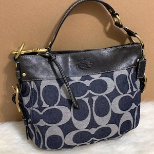 COACH Blue Canvas Denim Signature ZOE Hobo Shoulder Bag #12666 - Etsy