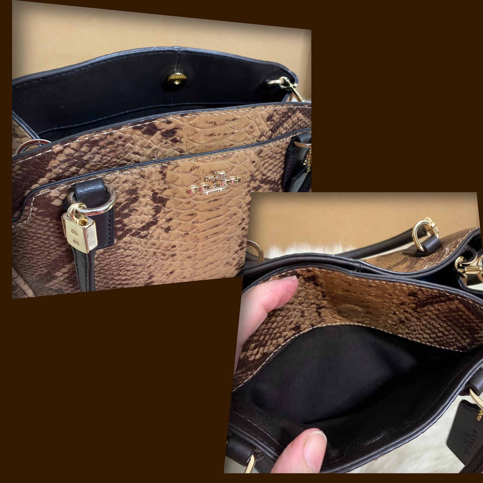 COACH Brown Snakeskin Embossed Leather MINETTA Satchel W/long 