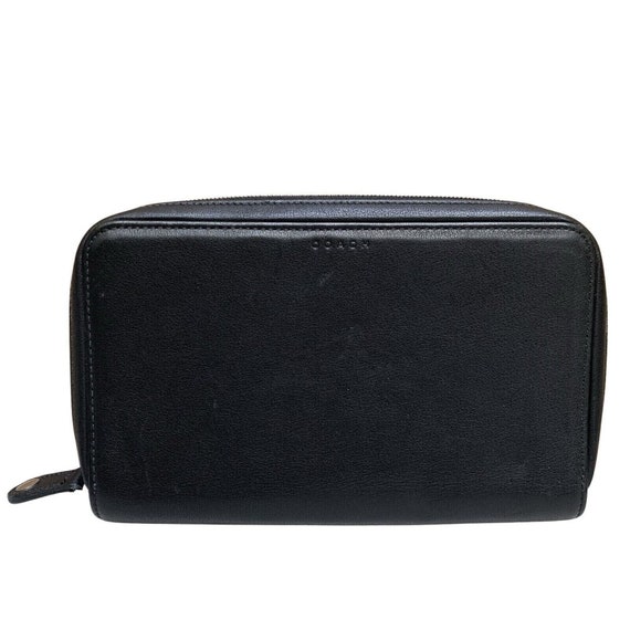 COACH Large Black Leather Vintage Y2K Unisex Zip … - image 1