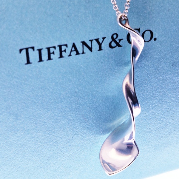 TIFFANY & CO Solid Sterling Silver Frank Gehry Single Orchid Pendant Necklace - Mint