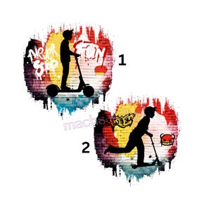 Bügelbild, einfach & schnell aufbügeln, DTF, Roller, E-Scooter, Nine bot, Jungs, Junge, Shirt Design, Kinder, Geschenk, Sport, Graffiti