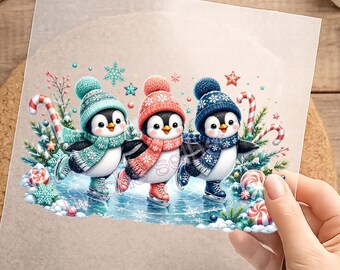 putzige Pinguine, Bügelbild, einfach aufbügeln, X-Mas, Weihnachten, Winter, Shirt Design, Geschenk, Kinder, Mädchen, Junge, handmade, KI