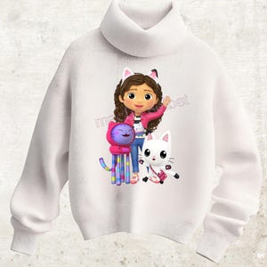 Bügelbild, einfach & schnell aufbügeln, bügeln, KI Kunst, Katze, Geschenk, Mädchen, Kinder, Gabbys, Katzenohren, DTF, Shirt Design