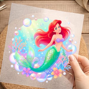 Meerjungfrau, Bügelbild, Aufbügler, einfach & schnell aufbügeln, bügeln, DTF, Mädchen, Accessoire, Shirt Design, Geschenk, Arielle, KI Kunst