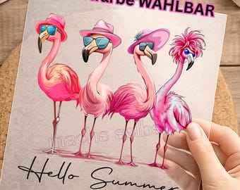 Bügelbild, einfach & schnell aufbügeln, Flamingos, Sommer, Urlaub, Damen, Kinder, Mädchen,  Shirt Design, Aufbügler, bügeln, Geschenk, CS038