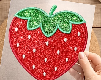 Bügelbild, L,  einfach aufbügeln, Erdbeere, Obst, Sommer, Kinder, Mädchen, Mama, Geschenk, Shirt Design, DIY, bügeln, Geburtstag, DTF Druck