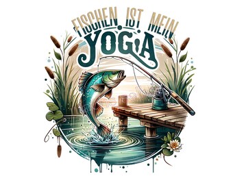 Bügelbild, einfach & schnell aufbügeln, Fischen, Angeln, Sport, Hobby, Mann, Geschenk, DTF, Shirt Design, Yoga, bügeln