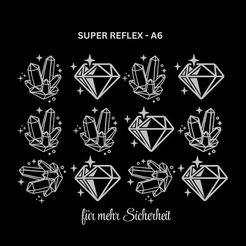 Edelsteine - Reflex - Bügelbilder - Set - mehr Sicherheit bei Dämmerung - einfach und schnell aufbügeln - reflektiert super stark - Kinder