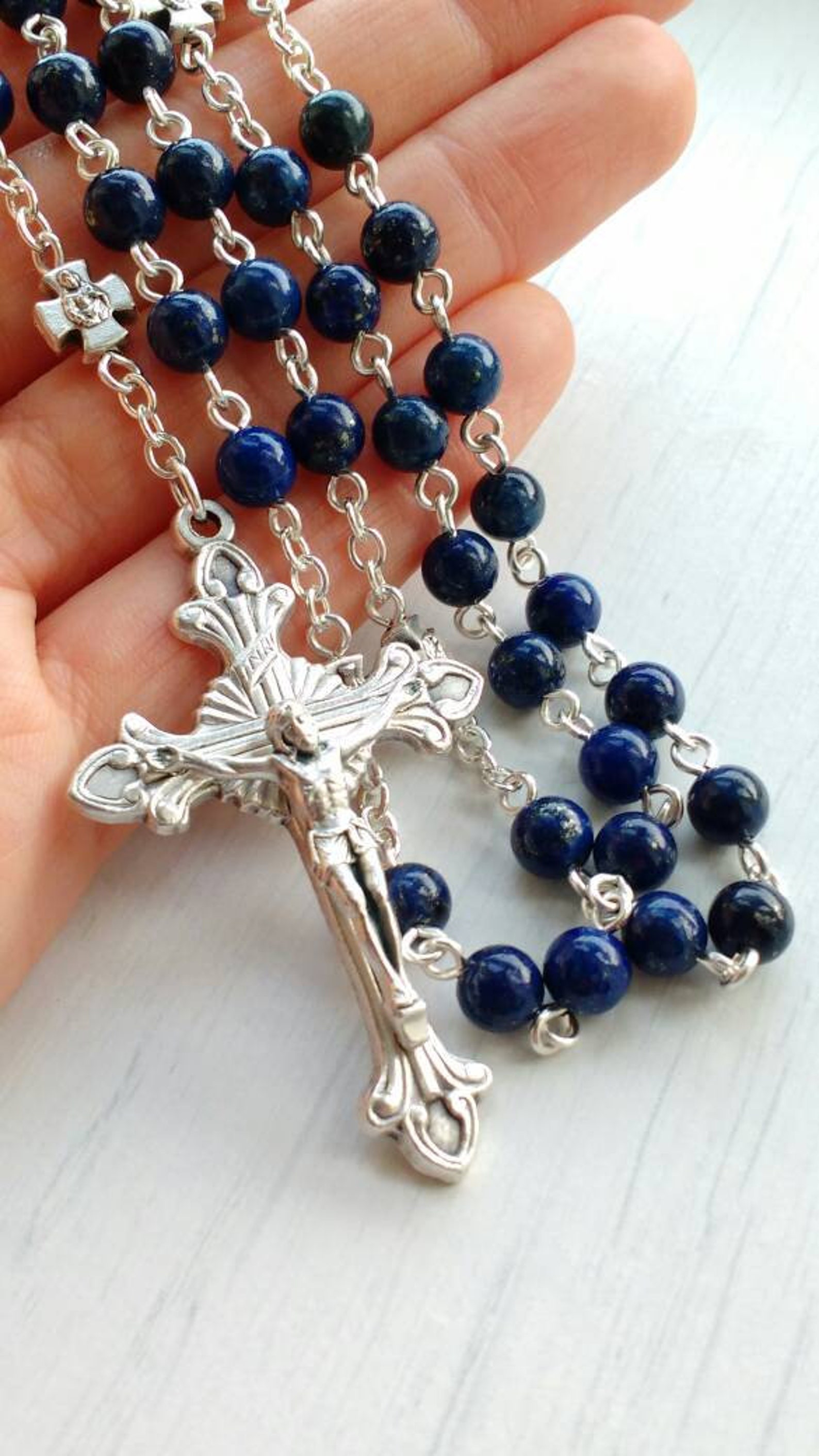 Lapis Lazuli Rosary Beads Rosary For Women Rosary Beads Uk Etsy