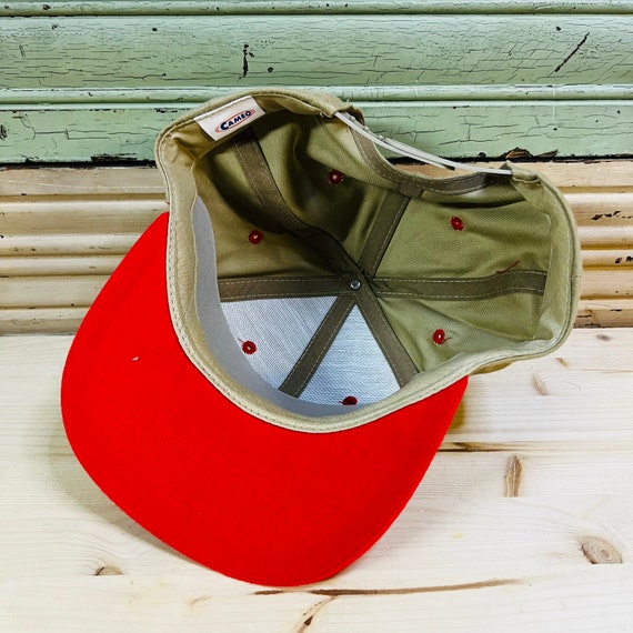 Vintage Khaki and Red New Old Stock Hat - image 3
