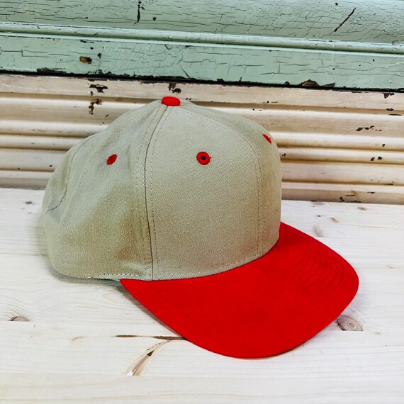 Vintage Khaki and Red New Old Stock Hat - image 1