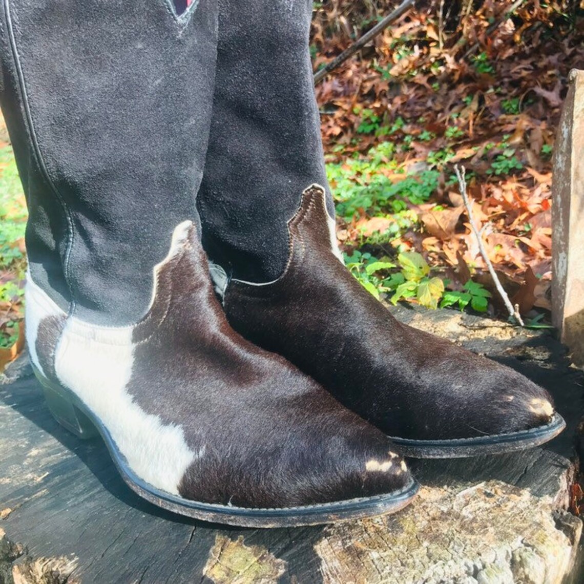 Vintage Cow Hide Code West Cowbpy Boots size 11 Mens Etsy