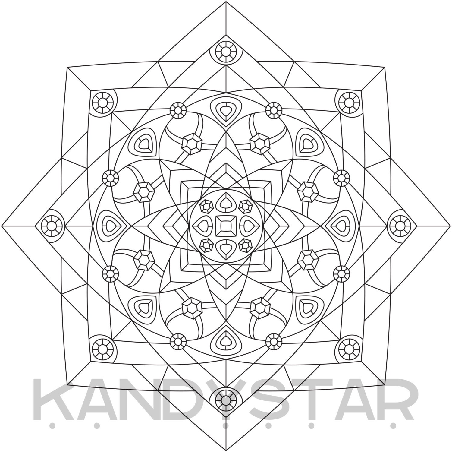 Printable Jeweled Mandala