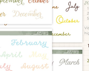 Adesivi Script Months / Adesivi per planner / Etichette per agenda / Adesivi per calendario / Adesivi funzionali per planner / JOP22015