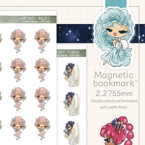 Sternzeichen Aufkleber / handgezeichnete Astrologie Charakter / Kawaii Horoskop Sticker für Planer / JOP1801
