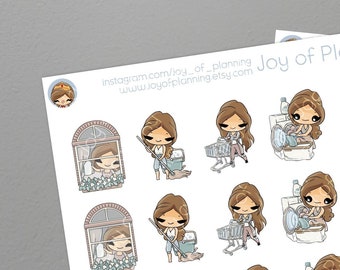 Cleaning stickers / Tidy up stickers / Chores stickers / Planner Stickers / SAM085