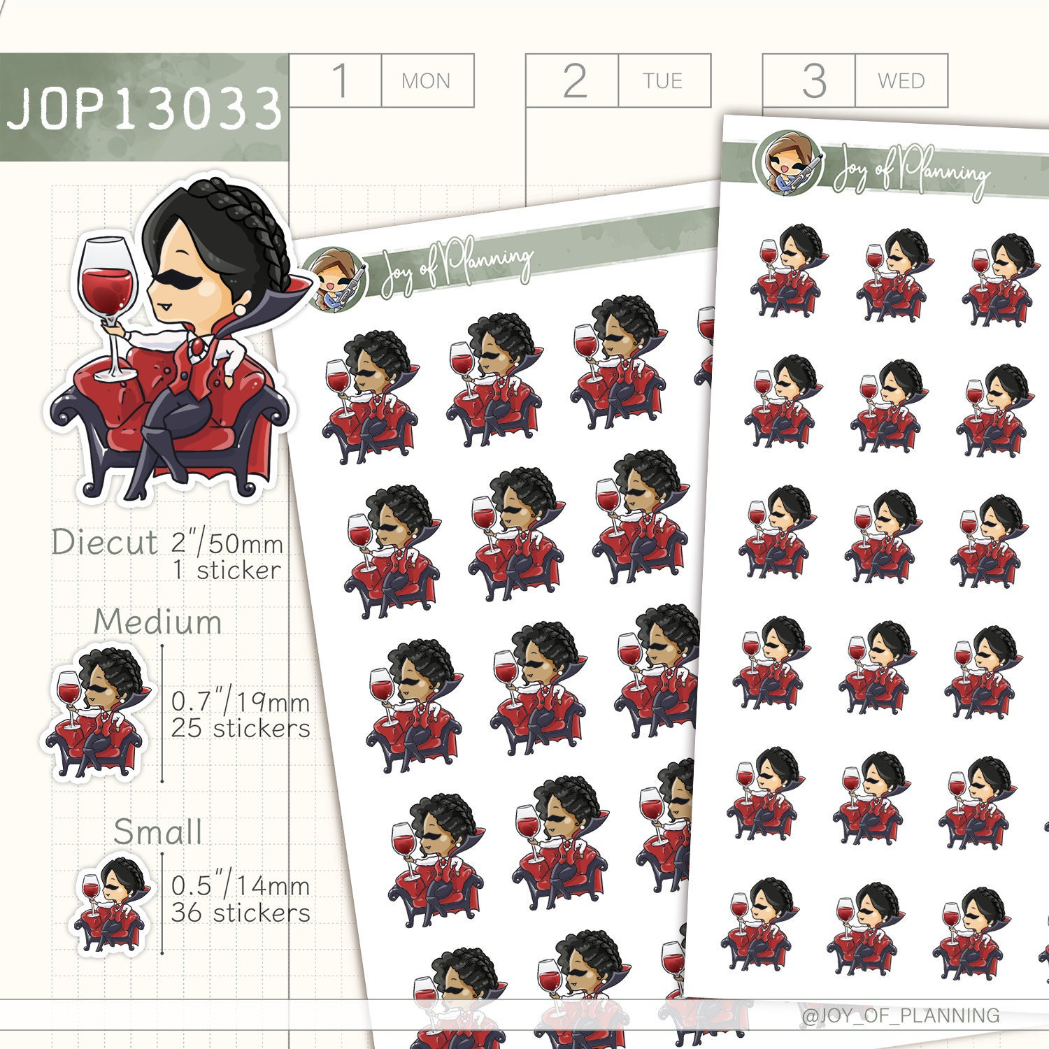Vampire stickers / Halloween stickers / Vampire planner / Planner stickers / JOP13033