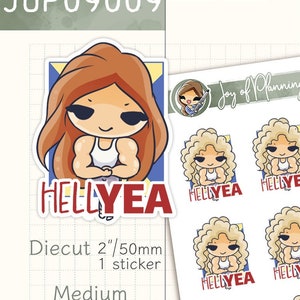 Feuille d'autocollants Hell Yea / Stickers planificateurs motivants pour fille / Journal de confiance et de réalisations dessinés à la main / JOP09009
