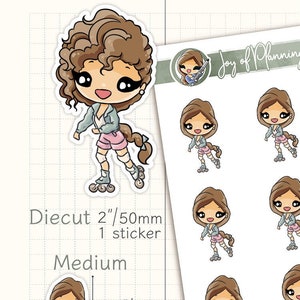 Roller Skating Planner Stickers / Exercise & Fun Stickers / Hand Drawn Customizable Character / Journaling Stickers / JOP02022
