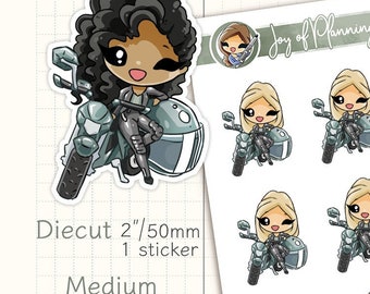 Motorcycle Planner Stickers / Custom Character Biker Girl Stickers / Adventure Travel Planning Stickers / JOP02016