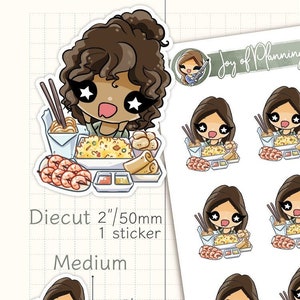 Adesivi per pianificatori di serate d'asporto / Adesivi personalizzati con personaggi per diari culinari / Adesivi per pasti disegnati a mano / JOP01001