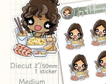 Takeout Night Planner Stickers / Custom Character Stickers For Food Journals / Hand Drawn Meal Stickers / JOP01001