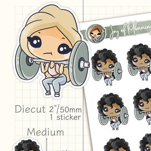 Adesivos para planejamento de agachamento com barra / Rastreador de levantamento de peso / Adesivos de condicionamento físico personalizados desenhados à mão para registro em diário / JOP03052