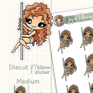 Pole Dancing Planner Stickers / Fitness Stickers Planning And Journaling / Custom Hand Drawn Character Dance Stickers / JOP03021