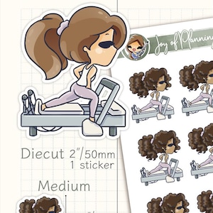 Hervormer pilates plannerstickers / handgetekende fitnessmeisjesstickers / stickers wellnessdagboek / JOP03056