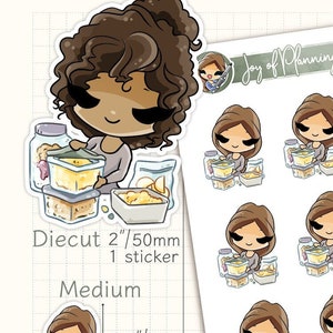 Stickers maaltijdvoorbereiding / Aangepast karakter voedselopslagtracker / Handgetekende plannerstickers / JOP01011