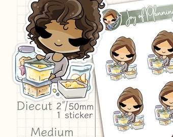 Meal Prep Container Stickers / Custom Character Food Storage Tracker / Hand Drawn Planner Stickers / JOP01011