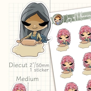 Adesivos para planejador de massa de pão / Adesivos personalizados com personagens para diários de culinária / Ícones de diário de marcadores desenhados à mão / JOP01021