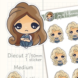 Pegatinas de planificador de chica triste / Pegatinas de emociones personalizadas, dibujadas a mano, para registrar el estado de ánimo y llevar un diario / Rastreador de estado de ánimo / JOP09013