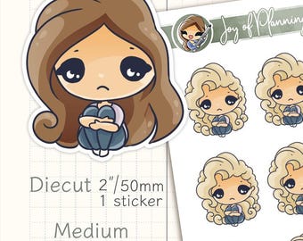 Adesivi per planner "Ragazza triste" / Adesivi emotivi personalizzati disegnati a mano per il monitoraggio dell'umore e la tenuta di un diario / Monitoraggio dell'umore / JOP09013