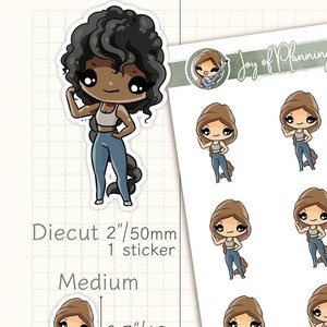 Flexing stickers / Workout stickers / Gym stickers / Lifting stickers / Custom Hand Drawn Kawaii Fitness Sticker Sheet / JOP03003
