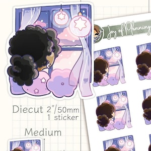 Duskstickers / stickers kille ochtend / roze luchtstickers / roze wolkenstickers / gelukzalige stickers / plannerstickers / JOP14042
