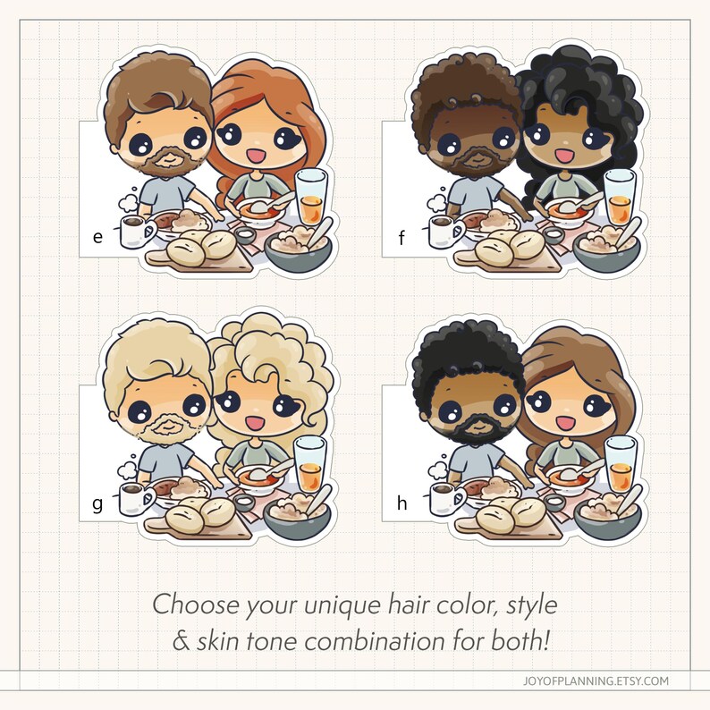 Eating Together Sticker Eating Stickers / Friends Stickers / Couple Stickers / Siblings ...